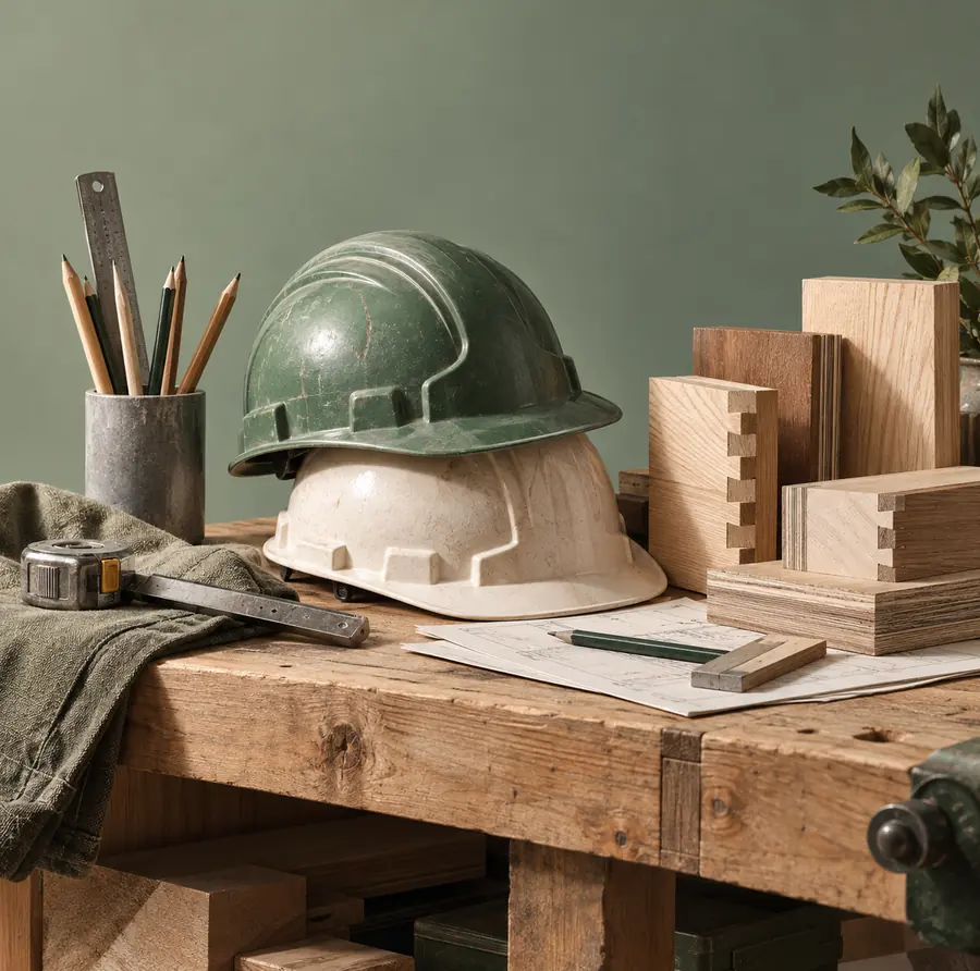 Illustration of construction businesses equipment and workspace