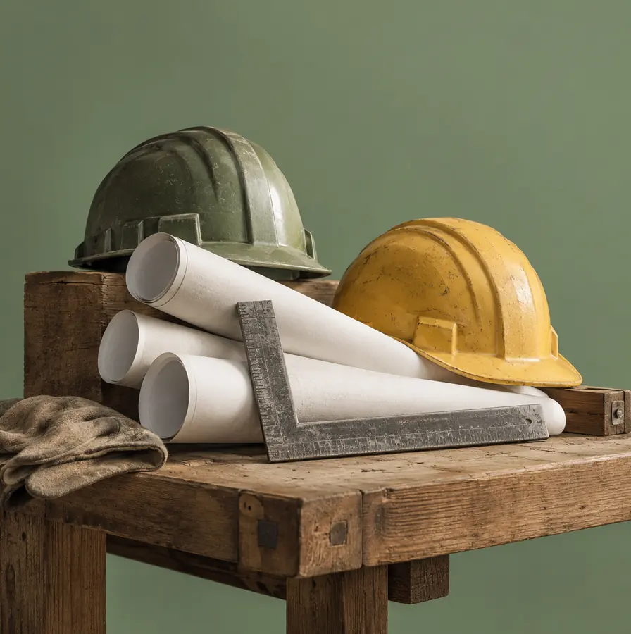 Illustration of construction businesses equipment and workspace